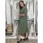 Šaty letné mušelínové krátky rukáv dámske JANET (S/M/L ONE SIZE) TALIANSKA MÓDA IMWGS232579/DU M / L zelená khaki