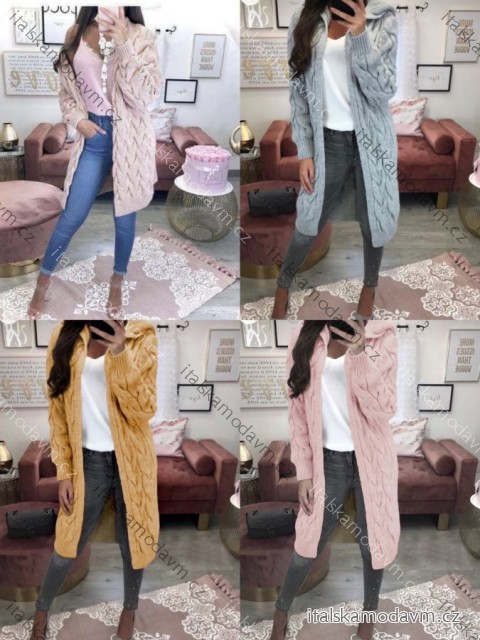 Cardigan pletený dlouhý rukáv dámský (S/M/L ONE SIZE) ITALSKÁ MÓDA IMPLI253091