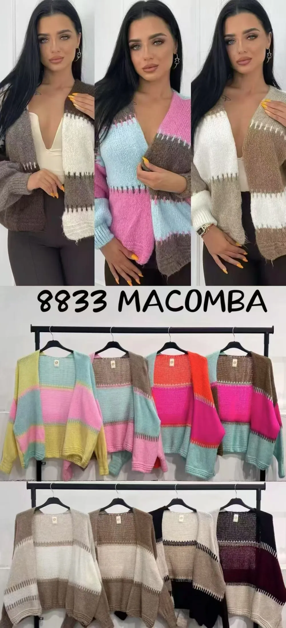 Sveter pletený dlhý rukáv dámký (S/M/L ONE SIZE) TALIANSKA MÓDA IMPLI258833