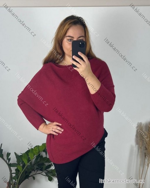 Sveter teplý dlhý rukáv dámsky nadrozmer (56/58 ONE SIZE) TALIANSKA MÓDA IMD24357