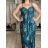 Šaty dlhé letné na ramienka dámske LOLA (S/M/L ONE SIZE) TALIANSKA MÓDA IMPEM2455618/DUR S/M/L zelená
