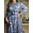 Šaty dlhé letný dlhý rukáv dámske DAINA (S/M/L ONE SIZE) TALIANSKA MÓDA IMPEM24G3205-14/DU S/M/L modrá