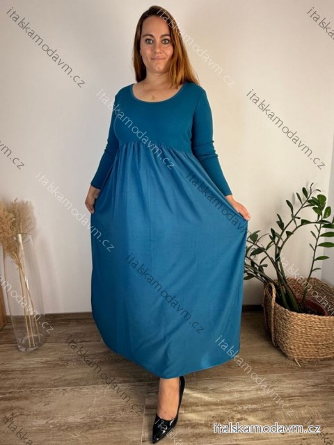 Šaty dlhé voľnočasové dlhý rukáv dámske nadrozmer (46/48/50 ONE SIZE) TALIANSKA MÓDA IM425547