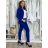 Súprava/komplet elegantné sako a nohavice dámska (S/M ONE SIZE) TALIANSKA MÓDA IMD22473 MODRÁ KRÁLOVSKÁ
