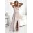 Šaty dlouhé společenské bez rukávu dámské SUSAN (L,XL) ITALSKÁ MÓDA NUM254902/DR L béžová