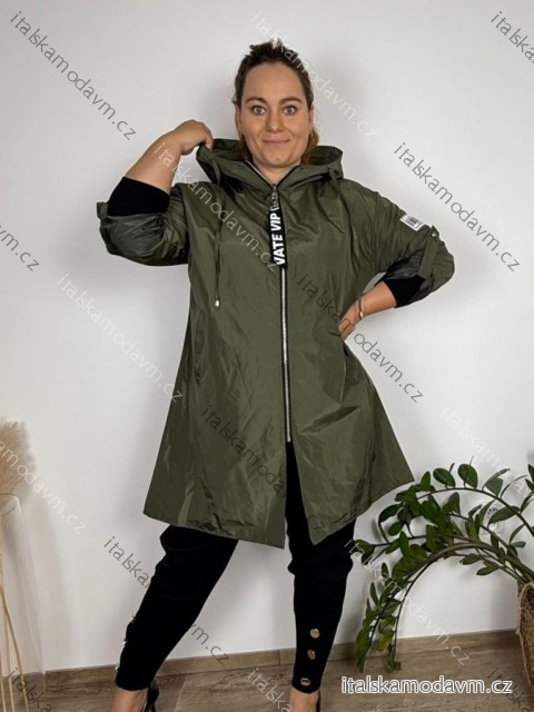 Bunda šusťáková na zips s kapucňou dlhý rukáv dámske (L/XL/2XL/3XL ONE SIZE) TALIANSKA MóDA IM4221306