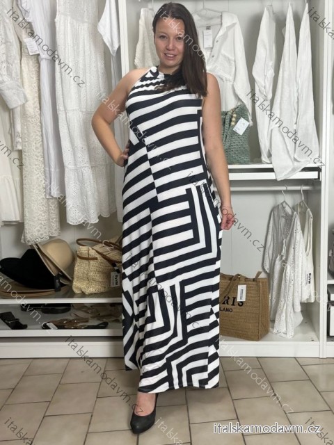 Šaty dlouhé letní bez rukávů dámské BENNY (S/M/L ONE SIZE) ITALSKÁ MÓDA IMM25M29421/DU
