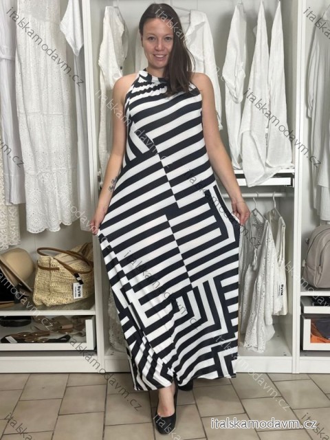 Šaty dlouhé letní bez rukávů dámské BENNY (S/M/L ONE SIZE) ITALSKÁ MÓDA IMM25M29421/DU S/M/L bílá
