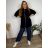 Mikina na zip s kapucí dlouhý rukáv dámská nadrozměr (3XL/4XL ONE SIZE) ITALSKá MóDA IM423048/DU 3XL/4XL Černá