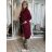 Cardigan  s kapucí dlouhý rukáv dámský nadrozměr (44/46/48 ONE SIZE) ITALSKÁ MÓDA IMSM251131/DR 44/46/48 vínová