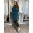 Cardigan  s kapucí dlouhý rukáv dámský nadrozměr (42/44/46 ONE SIZE) ITALSKÁ MÓDA IMSM251132/DR 42/44/46 modrá petrolejová
