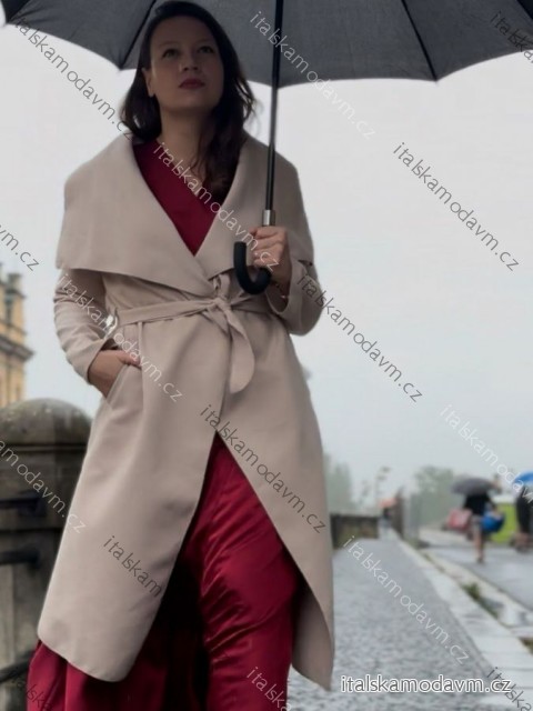 Kabát flaušový dlouhý dámský (S/M/L ONE SIZE ) ITALSKá MODA IMC17324/DUR S/M/L béžová