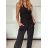 Souprava elegantní dlouhé kalhoty a vesta dámská (S/M ONE SIZE) ITALSKÁ MÓDA IMM24M11669/DR Černá S/M
