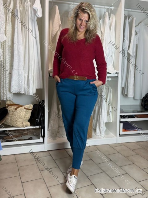 Kalhoty s páskem dámské nadrozměr (42/44/46 ONE SIZE) ITALSKá MóDA IMSM251125/DR