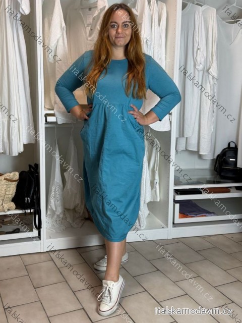 Šaty volnočasové dlhý rukáv dámske nadrozmer EVA (46/48/50 ONE SIZE) TALIANSKA MÓDA IM4251136