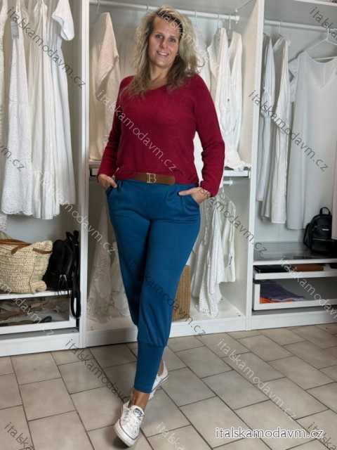 Kalhoty s páskem dámské nadrozměr (42/44/46 ONE SIZE) ITALSKá MóDA IMSM251125
