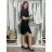 Šaty krátké košilové 3/4 rukáv dámské (S/M/L ONE SIZE) ITALSKÁ MÓDA IMD251111/DU S/M/L Černá