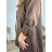 Mikina dlouhá s kapucí na zip dlouhý rukáv dámská nadrozměr (54/56/58 ONE SIZE) ITALSKÁ MÓDA IMC251113/DUR 54/56/58 hnědá