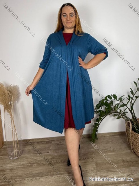 Cardigan dlouhý bavlněný 3/4 dlouhý rukáv dámský nadrozměr (52/54/56 ONE SIZE) ITALSKÁ MÓDA IM425550