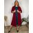 Cardigan dlouhý bavlněný 3/4 dlouhý rukáv dámský nadrozměr (52/54/56 ONE SIZE) ITALSKÁ MÓDA IM425550/DUR 52/54/56 vínová