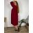 Cardigan dlouhý bavlněný 3/4 dlouhý rukáv dámský nadrozměr (52/54/56 ONE SIZE) ITALSKÁ MÓDA IM425550/DUR 52/54/56 vínová