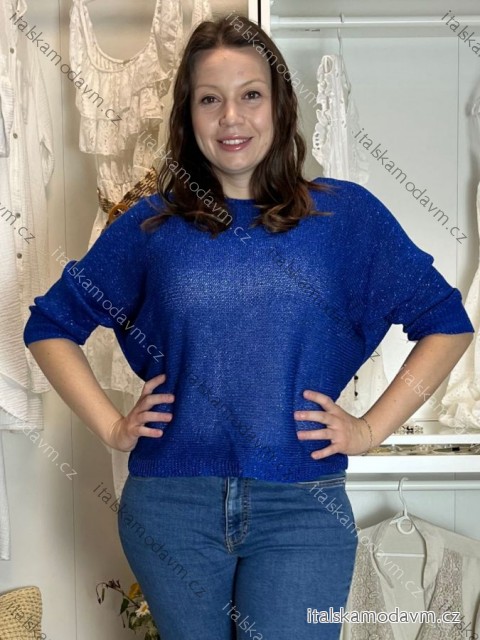 Svetr tenký dlouhý rukáv dámský (S/M ONE SIZE) ITALSKÁ MÓDA IMM23NM1236/DUR kr. modrá S/M/L