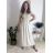 Šaty dlouhé volnočasové krátký rukáv dámské MARIA (XS/S/M ONE SIZE) ITALSKÁ MÓDA IMD2525369/DUR žlutá XS/S/M
