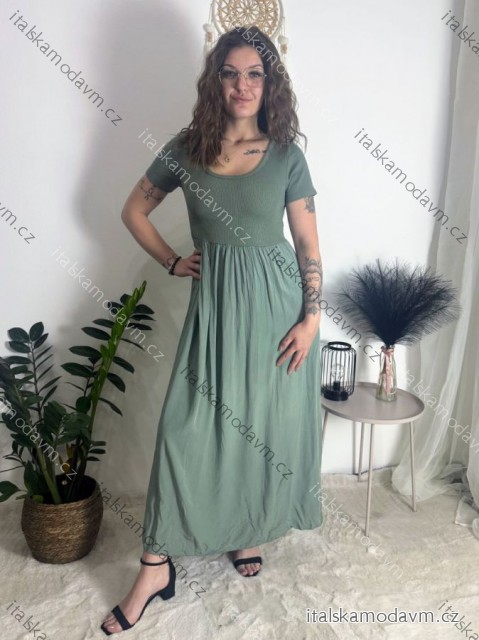 Šaty dlouhé volnočasové krátký rukáv dámské MARIA (XS/S/M ONE SIZE) ITALSKÁ MÓDA IMD2525369/DUR
