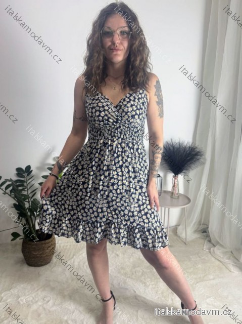 Šaty letní krátké na ramínka dámské (S/M-L/XL)  IMB25V162/DR tmavě modrá L/XL