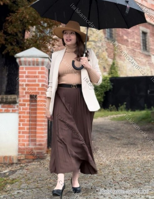 Sukně dlouhá skládaná s páskem dámská (S/M/L ONE SIZE) ITALSKÁ MÓDA IM324ARIANA/DR S/M/L hnědá