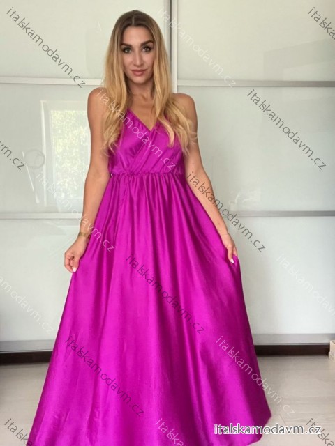 Šaty letní dlouhé na ramínka dámské (S/M ONE SIZE) ITALSKÁ MÓDA IMM209972/DU -   růžová fuchsiová -   S / M