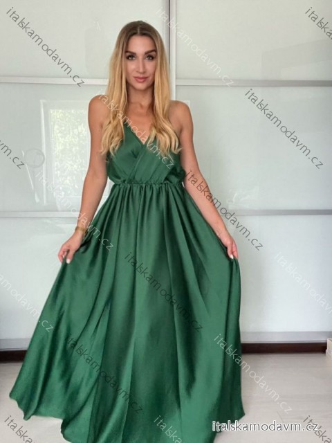 Šaty letní dlouhé na ramínka dámské (S/M ONE SIZE) ITALSKÁ MÓDA IMM209972/DU -   tmavě zelená -   S/M