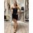 Šaty mini letní pletené na ramínka dámské (XS/S/M ONE SIZE) ITALSKá MóDA IMM252471/DU XS/S/M Černá