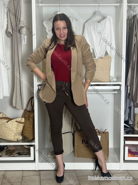 Sako dlhý rukáv dámske (S/M ONE SIZE) TALIANSKA MÓDA IMPVN2522493/DU -   hnědá světlá -   S / M