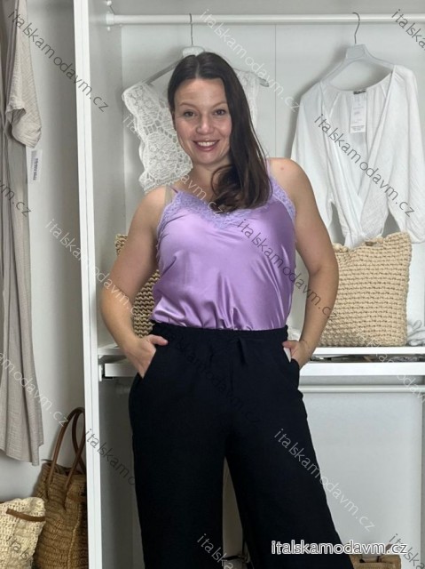 Tílko letní saténové s krajkou dámské (S/M ONE SIZE) ITALSKÁ MÓDA IMM23HG3352/DR