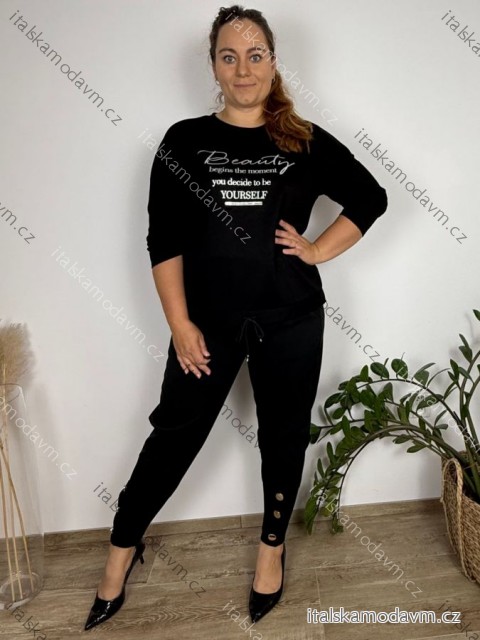 Tunika dlhý rukáv dámske nadrozmer (50/52/54 ONE SIZE) TALIANSKA MÓDA IM4251128/DUR 50/52/54 čierna