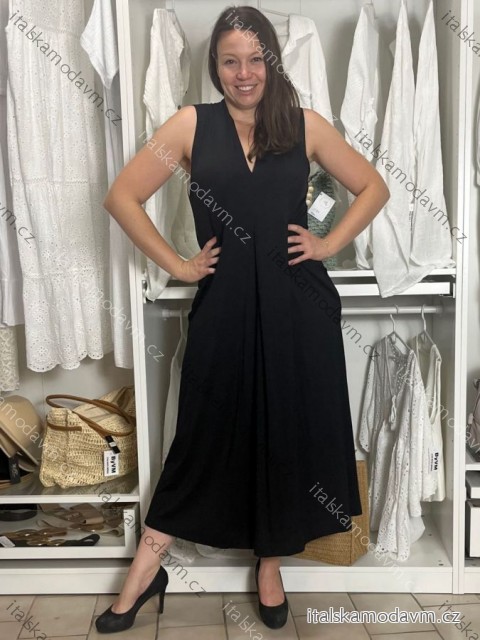 Šaty dlouhé letní bez rukávu dámské (S/M/L ONE SIZE) ITALSKÁ MÓDA IMM25M12669/DU S/M/L Černá