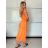 Šaty dlouhé letní elegantní na ramínka dámské GIO (XS/S/M ONE SIZE) ITALSKÁ MÓDA IMWCH251339/DUR -   oranžová -   S/M