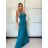 Šaty dlouhé společenské saténové na ramínka dámské ALESSIA (XS/S/M ONE SIZE) ITALSKá MODA IMSP255888/DU -   modrá královská -   S/M