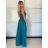 Šaty dlouhé společenské saténové na ramínka dámské ALESSIA (XS/S/M ONE SIZE) ITALSKá MODA IMSP255888/DU -   modrá královská -   S/M