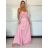 Šaty dlouhé společenské saténové na ramínka dámské ALESSIA (XS/S/M ONE SIZE) ITALSKá MODA IMSP255888/DU -   modrá královská -   S/M