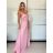 Šaty dlouhé společenské saténové na ramínka dámské ALESSIA (XS/S/M ONE SIZE) ITALSKá MODA IMSP255888/DU -   modrá královská -   S/M