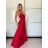 Šaty dlouhé společenské saténové na ramínka dámské ALESSIA (XS/S/M ONE SIZE) ITALSKá MODA IMSP255888/DU -   modrá královská -   S/M