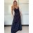 Šaty dlouhé společenské saténové na ramínka dámské ALESSIA (XS/S/M ONE SIZE) ITALSKá MODA IMSP255888/DU -   modrá královská -   S/M