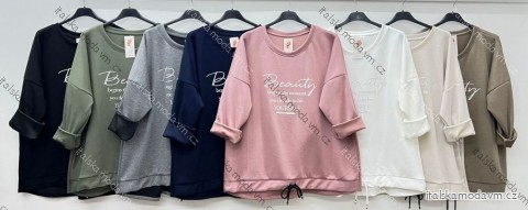 Mikina teplá dlouhý rukáv dámská nadrozměr (54/56/58 ONE SIZE) ITALSKÁ MÓDA IM425583