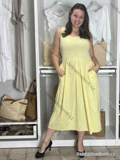 Šaty dlouhé volnočasové letní bez rukávu dámské (S/M/L ONE SIZE) ITALSKÁ MÓDA IMWBR252310/DUR S/M/L žlutá