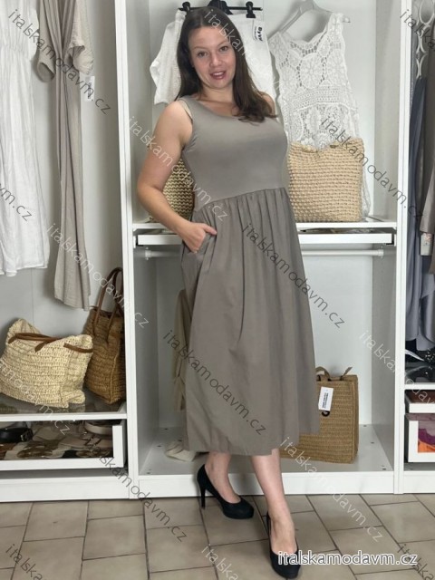 Šaty dlouhé volnočasové letní bez rukávu dámské (S/M/L ONE SIZE) ITALSKÁ MÓDA IMWBR252310/DUR S/M/L hnědá