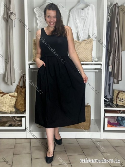 Šaty dlouhé volnočasové letní bez rukávu dámské (S/M/L ONE SIZE) ITALSKÁ MÓDA IMWBR252310/DUR S/M/L Černá