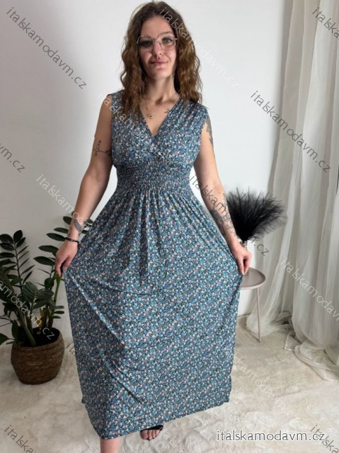 Šaty dlouhé elegantní icecool bez rukávu dámské (M/L, XL/XXL) ITALSKÁ MODA IMB229927 <p>modrá</p> XL/2XL