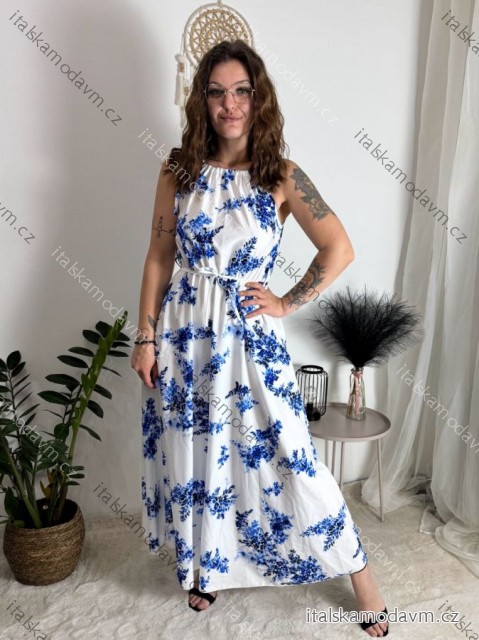 Šaty dlouhé letní elegantní bez rukávu dámské (S/M/L ONE SIZE) ITALSKÁ MÓDA IMPBB24P9741